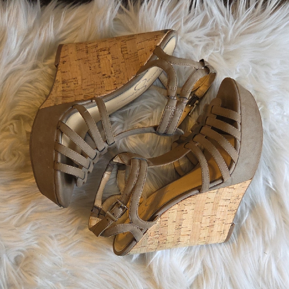 Jessica Simpson dark Tan Wedge Sandals